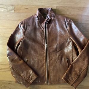 Cognac Leather Moto Jacket Vintage
